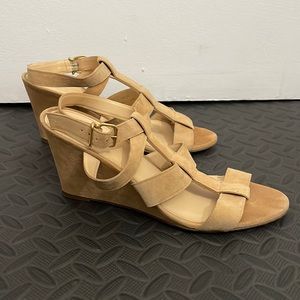 J.Crew nude suede strappy wedge sandals - size 8. Made in Italy.